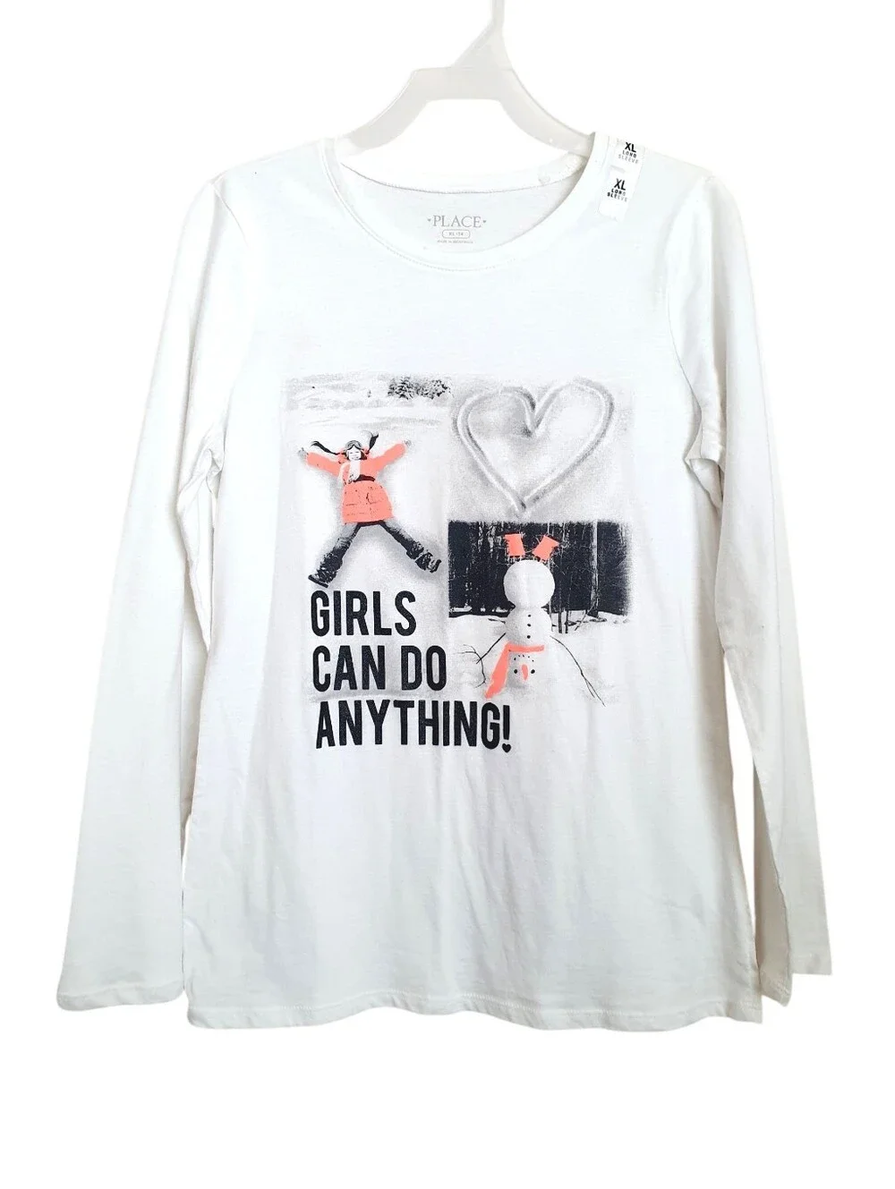 Children’s Place 100% Cotton Girl's can do Anything Long Sleeve Shirt XL 14